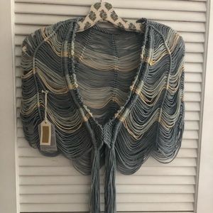 One-of-a-kind hand made macrame capelet shawl